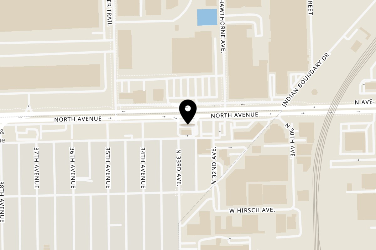 Map showing the location of La Trailita Stone Park on 3218 W North Ave in Stone Park